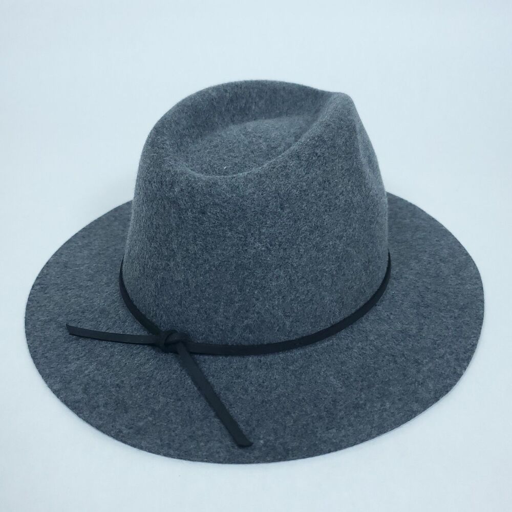Brixton Wesley Fedora Hat Size S 56cm Grey Wool Wide Brim Classic Style